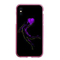 Чехол iPhone XS Max матовый Love Basketball, цвет: 3D-малиновый