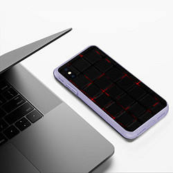 Чехол iPhone XS Max матовый 3D Плиты Red & Black, цвет: 3D-светло-сиреневый — фото 2