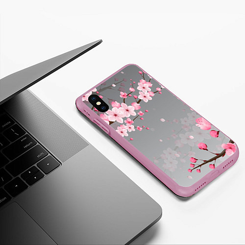 Чехол iPhone XS Max матовый САКУРА / 3D-Розовый – фото 3