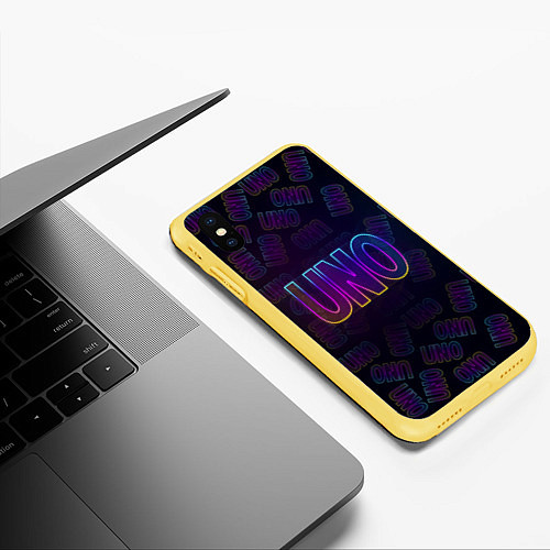 Чехол iPhone XS Max матовый Little Big: UNO / 3D-Желтый – фото 3