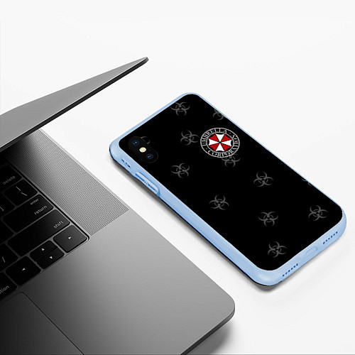 Чехол iPhone XS Max матовый Umbrella Corp / 3D-Голубой – фото 3
