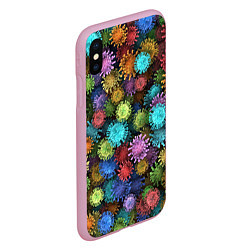 Чехол iPhone XS Max матовый Разноцветные вирусы, цвет: 3D-розовый — фото 2