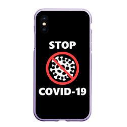 Чехол iPhone XS Max матовый STOP COVID-19, цвет: 3D-светло-сиреневый