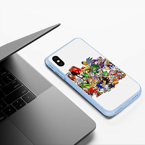 Чехол iPhone XS Max матовый SONIC / 3D-Голубой – фото 3