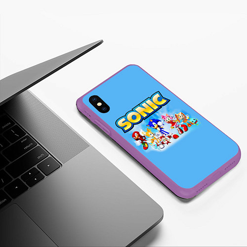 Чехол iPhone XS Max матовый SONIC / 3D-Фиолетовый – фото 3