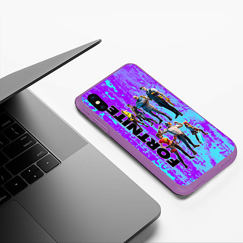 Чехол iPhone XS Max матовый Fortnite / 3D-Фиолетовый – фото 3