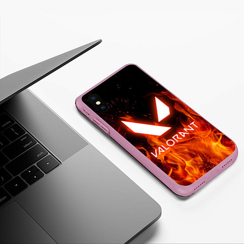 Чехол iPhone XS Max матовый VALORANT / 3D-Розовый – фото 3