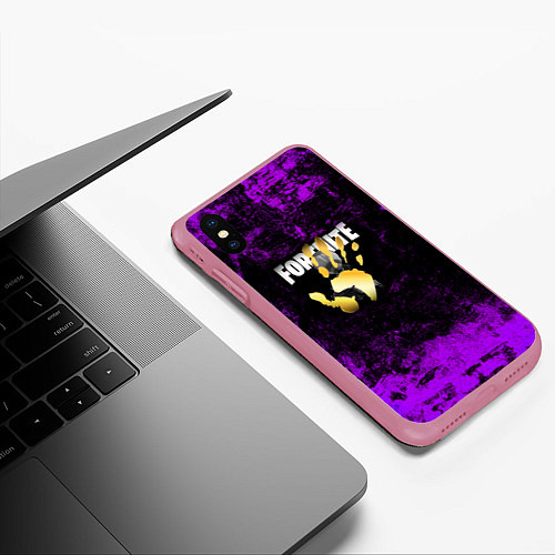 Чехол iPhone XS Max матовый Fortnite / 3D-Малиновый – фото 3