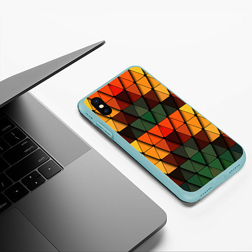 Чехол iPhone XS Max матовый Геометрия / 3D-Мятный – фото 3