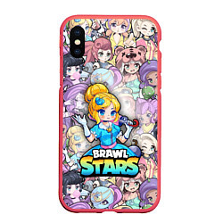 Чехол iPhone XS Max матовый BrawlStars Girls Oko, цвет: 3D-красный