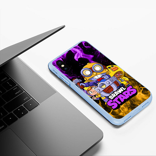 Чехол iPhone XS Max матовый BRAWL STARS CARL / 3D-Голубой – фото 3