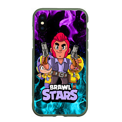 Чехол iPhone XS Max матовый BRAWL STARS COLT, цвет: 3D-темно-зеленый