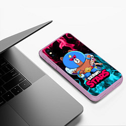 Чехол iPhone XS Max матовый BRAWL STARS EL BROWN, цвет: 3D-сиреневый — фото 2