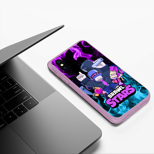 Чехол iPhone XS Max матовый BRAWL STARS FRANK / 3D-Сиреневый – фото 3