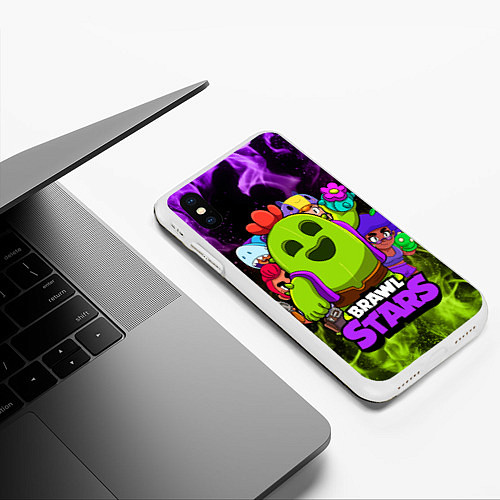 Чехол iPhone XS Max матовый BRAWL STARS SPIKE / 3D-Белый – фото 3