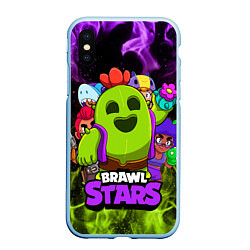 Чехол iPhone XS Max матовый BRAWL STARS SPIKE, цвет: 3D-голубой