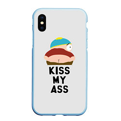 Чехол iPhone XS Max матовый Kiss My Ass, цвет: 3D-голубой