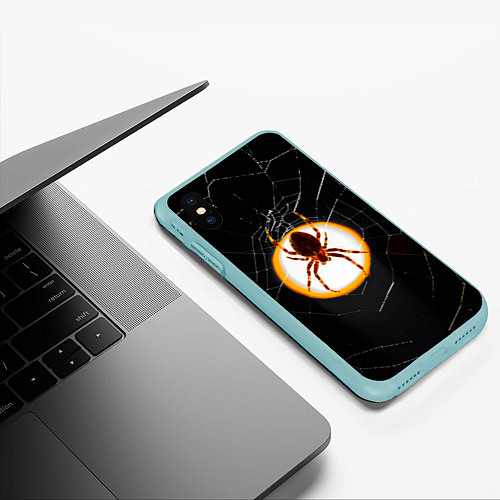 Чехол iPhone XS Max матовый Spider / 3D-Мятный – фото 3