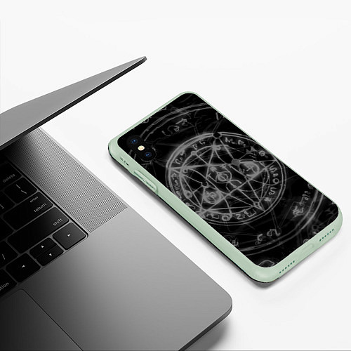 Чехол iPhone XS Max матовый ПЕНТАГРАММА, / 3D-Салатовый – фото 3