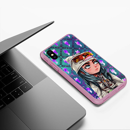 Чехол iPhone XS Max матовый BILLIE EILISH / 3D-Розовый – фото 3