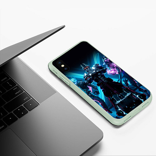 Чехол iPhone XS Max матовый FORTNITE / 3D-Салатовый – фото 3