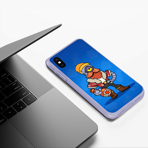 Чехол iPhone XS Max матовый BRAWL STARS / 3D-Светло-сиреневый – фото 3