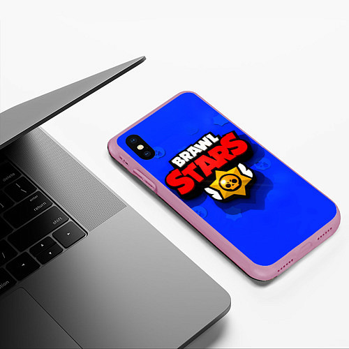 Чехол iPhone XS Max матовый BRAWL STARS / 3D-Розовый – фото 3