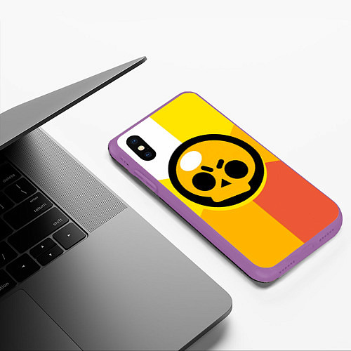 Чехол iPhone XS Max матовый BRAWL STARS / 3D-Фиолетовый – фото 3