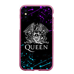 Чехол iPhone XS Max матовый QUEEN, цвет: 3D-малиновый