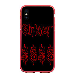 Чехол iPhone XS Max матовый Slipknot 5, цвет: 3D-красный