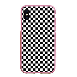 Чехол iPhone XS Max матовый Шахматка мелкая, цвет: 3D-розовый