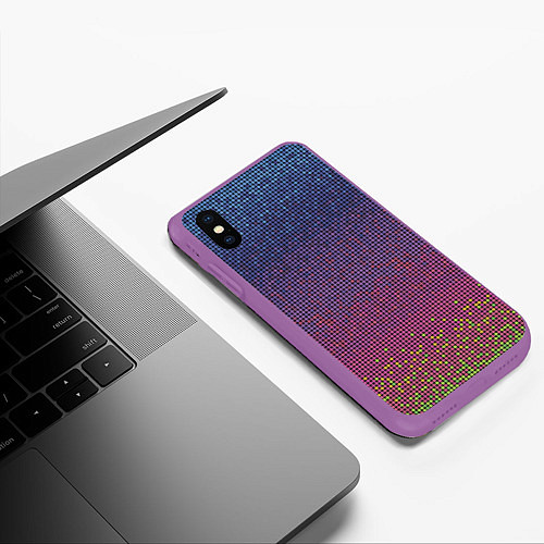 Чехол iPhone XS Max матовый Ретро узор / 3D-Фиолетовый – фото 3