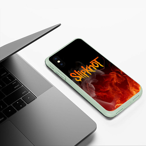 Чехол iPhone XS Max матовый SLIPKNOT / 3D-Салатовый – фото 3
