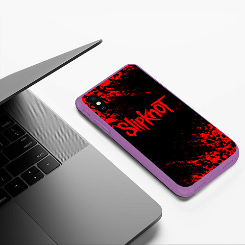 Чехол iPhone XS Max матовый SLIPKNOT / 3D-Фиолетовый – фото 3