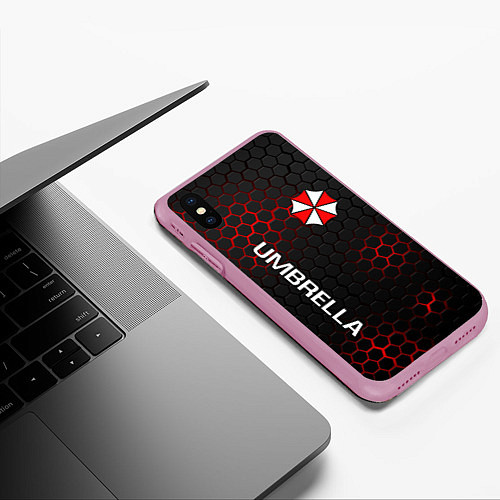 Чехол iPhone XS Max матовый UMBRELLA CORP / 3D-Розовый – фото 3