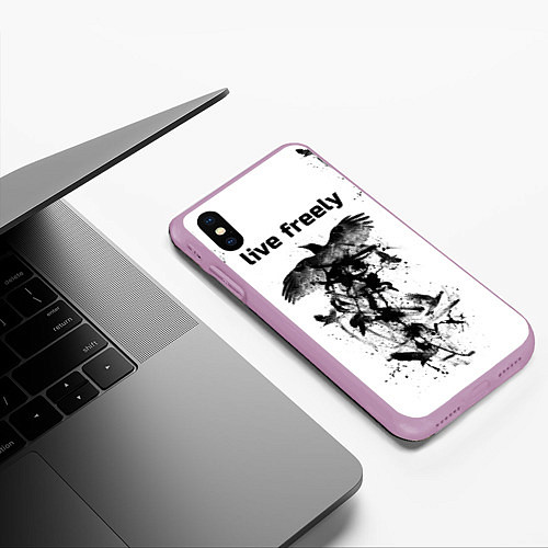 Чехол iPhone XS Max матовый Жить свободно / 3D-Сиреневый – фото 3