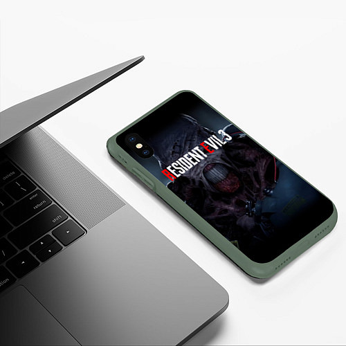 Чехол iPhone XS Max матовый Resident evil 3 remake / 3D-Темно-зеленый – фото 3