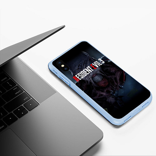 Чехол iPhone XS Max матовый Resident evil 3 remake / 3D-Голубой – фото 3