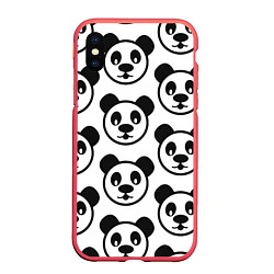Чехол iPhone XS Max матовый Panda, цвет: 3D-красный