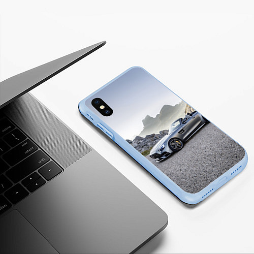 Чехол iPhone XS Max матовый Mercedes V8 Biturbo / 3D-Голубой – фото 3