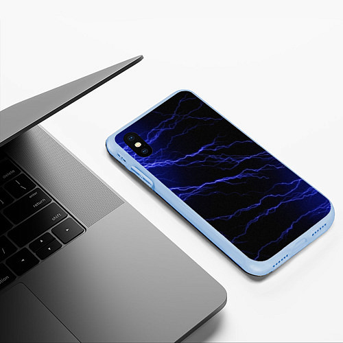 Чехол iPhone XS Max матовый МОЛНИИ / 3D-Голубой – фото 3
