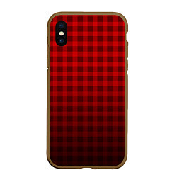 Чехол iPhone XS Max матовый В КЛЕТОЧКУ, цвет: 3D-коричневый
