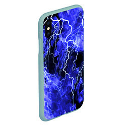 Чехол iPhone XS Max матовый МОЛНИЯ BLUE, цвет: 3D-мятный — фото 2