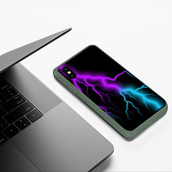 Чехол iPhone XS Max матовый МОЛНИЯ NEON, цвет: 3D-темно-зеленый — фото 2