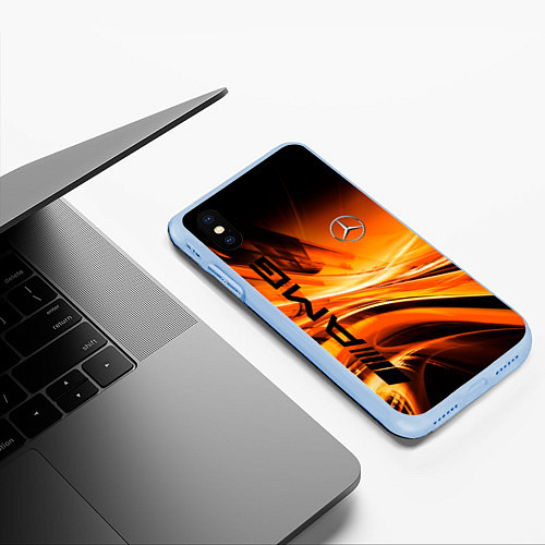 Чехол iPhone XS Max матовый MERCEDES / 3D-Голубой – фото 3