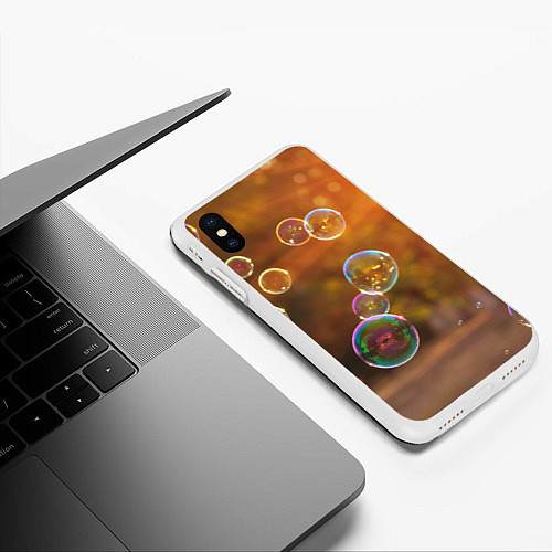 Чехол iPhone XS Max матовый Мыльные пузыри / 3D-Белый – фото 3