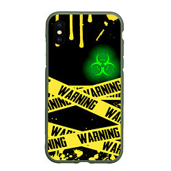 Чехол iPhone XS Max матовый Warning, цвет: 3D-темно-зеленый