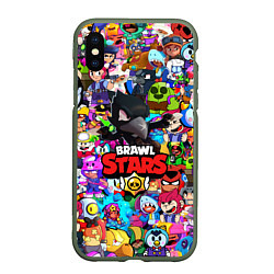 Чехол iPhone XS Max матовый BRAWL STARS:CROW, цвет: 3D-темно-зеленый