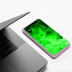 Чехол iPhone XS Max матовый ОГОНЬ GREEN NEON, цвет: 3D-сиреневый — фото 2