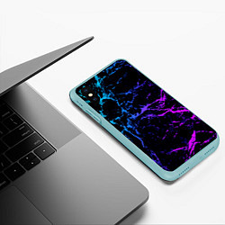 Чехол iPhone XS Max матовый МРАМОР NEON, цвет: 3D-мятный — фото 2